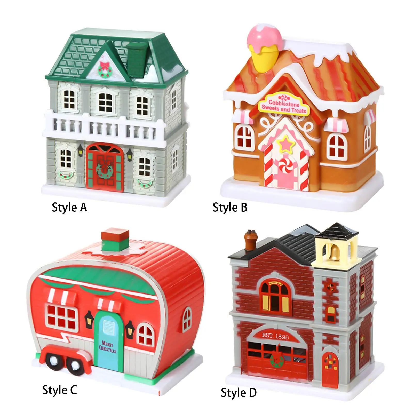 Figurina Di Costruzione Di Paesaggi In Miniatura Regalo Di Decorazione Della Casa Del Villaggio Di Natale Illuminata A Led Per La Scrivania Mensola De