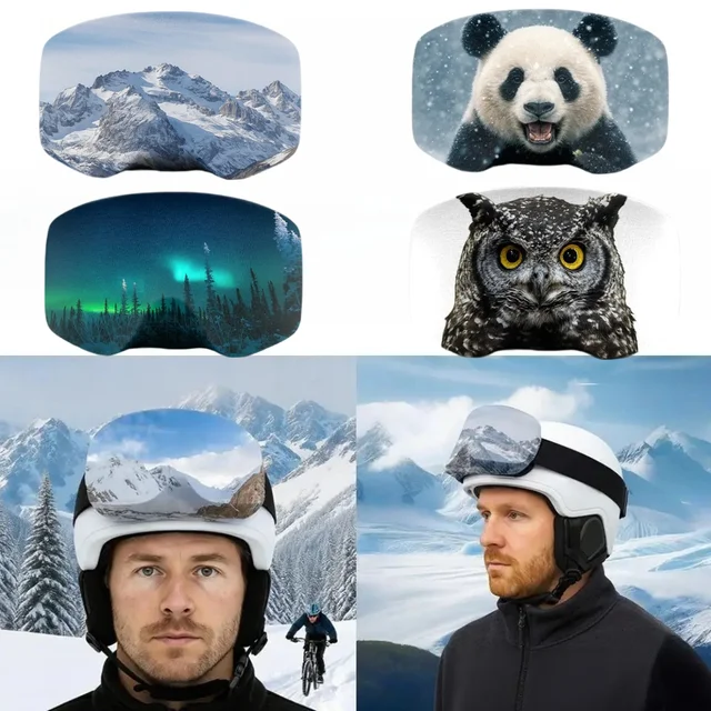 Couvre-lunettes de ski imprimé tendance, élastique, résistant aux rayures et à la poussière, pour snowboard, sports d'hiver, 1/2/4 pièces 1