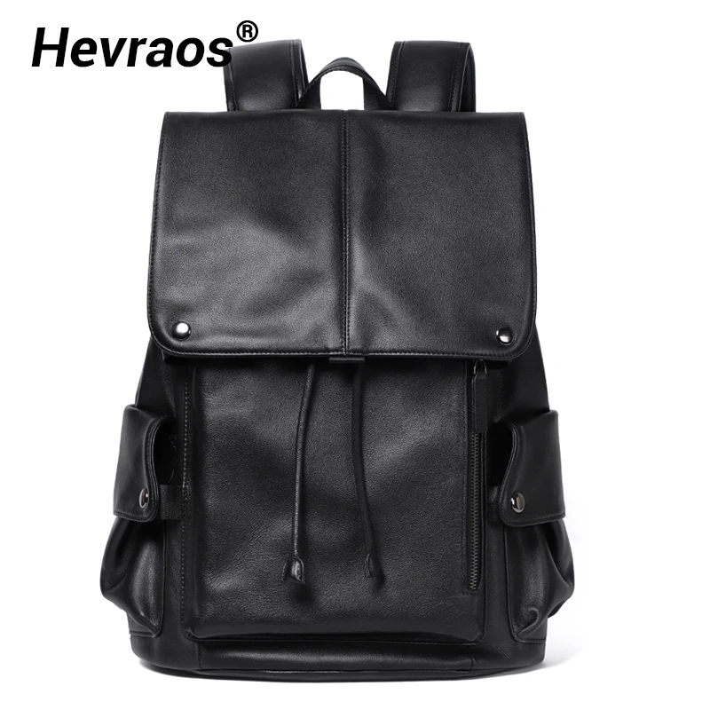 Genuine Leather Men Backpack Travel Male Mochila Fashion Large Capacity For Boy 15.6" Laptop School Bag College Style Women