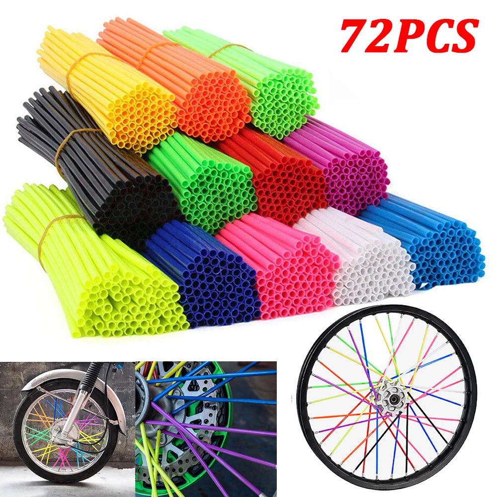 72PCS24cmUniversalDirtBikeSpokeCoversMotorcycleWheelRimSpoke