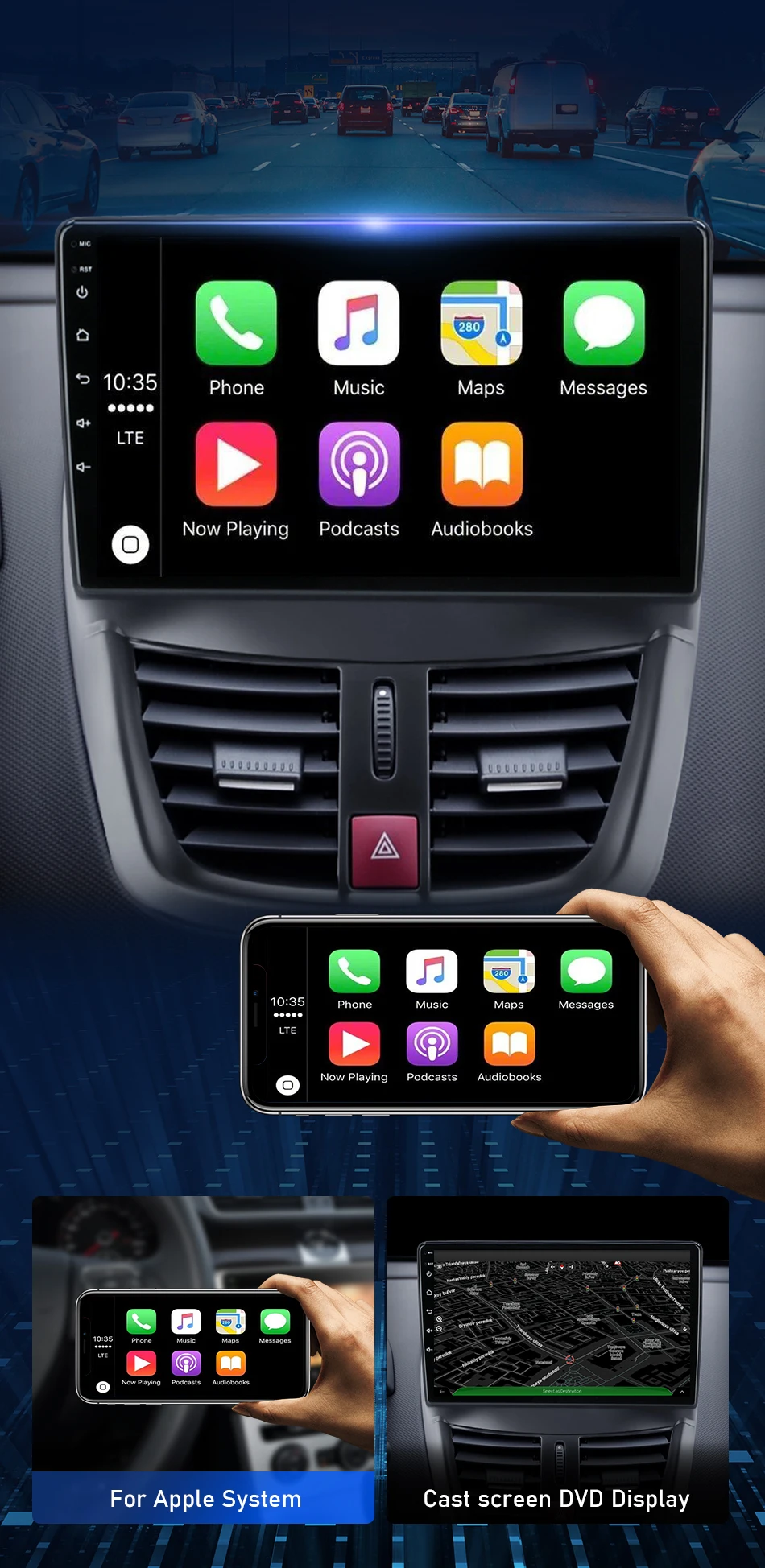 Srnubi Autoradio Für Peugeot 207 2006-2015 CC SW Drahtlose CarPlay Auto 2Din Multimedia Player GPS 4G Bluetooth kopf Einheit Stereo – Detail 18
