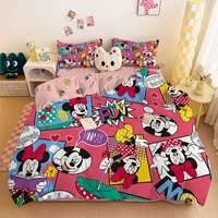 Ensemble de literie imprimé Mickey, housse de couette, cadeaux de Noël, dessin animé confortable avec taie d'oreiller, adapté aux enfants et aux adultes 2