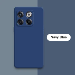 Stylish Square Liquid Silicone Waterproof Phone Case - Soft & Fashionable Back Cover for Oneplus 10 Pro (Navy Blue)