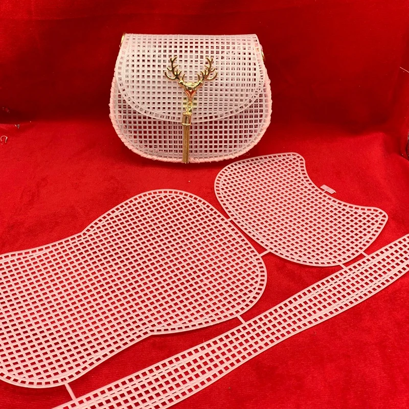 

1set Plastic Mesh Cloth For Bag Making Latch Hook Bags Made Handcraft Bags Weaving Grid Hook DIY Bag Crafts Easy Knit Helper
