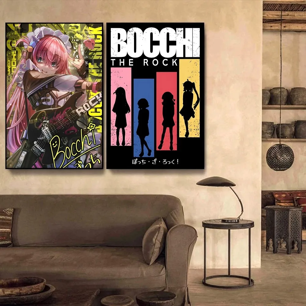 

Anime Bocchi The Rock Poster Self-adhesive Art Poster Retro Kraft Paper Sticker DIY Room Bar Cafe Vintage Decorative Painting