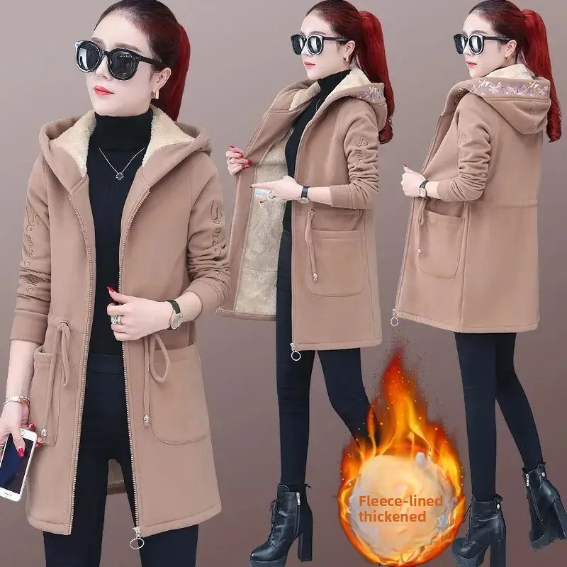 سترة فرو خروف نسائية سميكة من الصوف فضفاضة طويلة س...