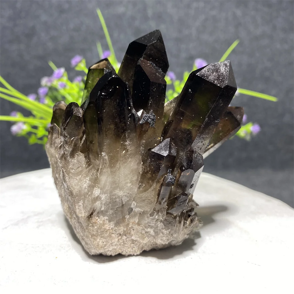 

Natural Black Smokey Crystal Cluster Stone Quartz Specimen Minerals Reiki Healing Home Decoration Meditation Gem Christmas Gift