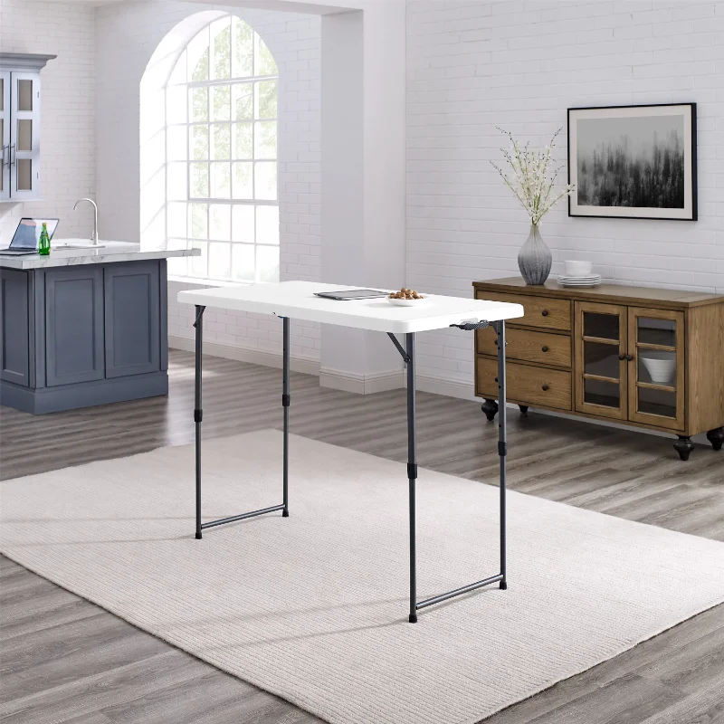 

Mainstays 4' Height Adjustable Folding Table, White Granite