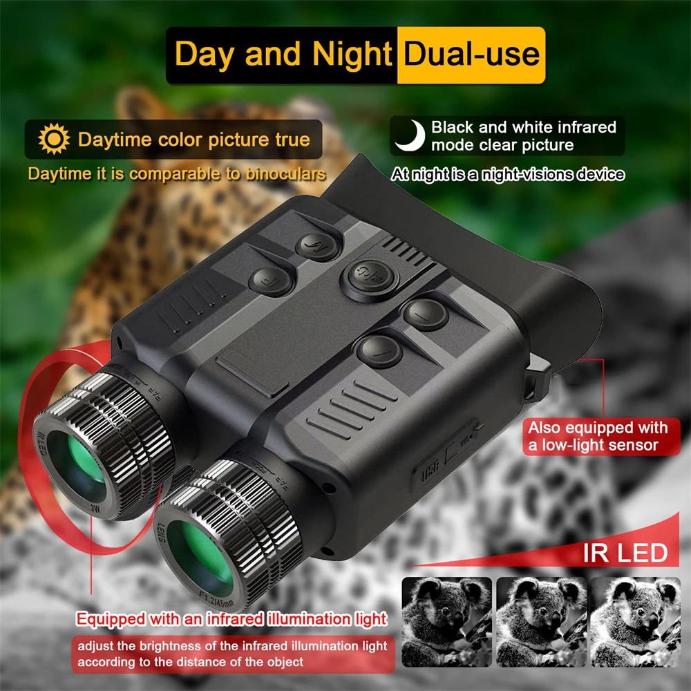 

1080P HD Binocular Telescope 5X Optical 8X Digital Zoom 500M Infrared Night Vision Camera For Hunting Camping with 32GB Card