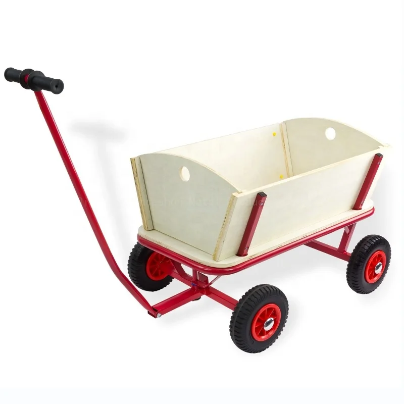 

New Excellent Wooden Tray Kids Trolley Carts Wooden Handcart Trolley Wagon Beach Use Wooden Garden Carts