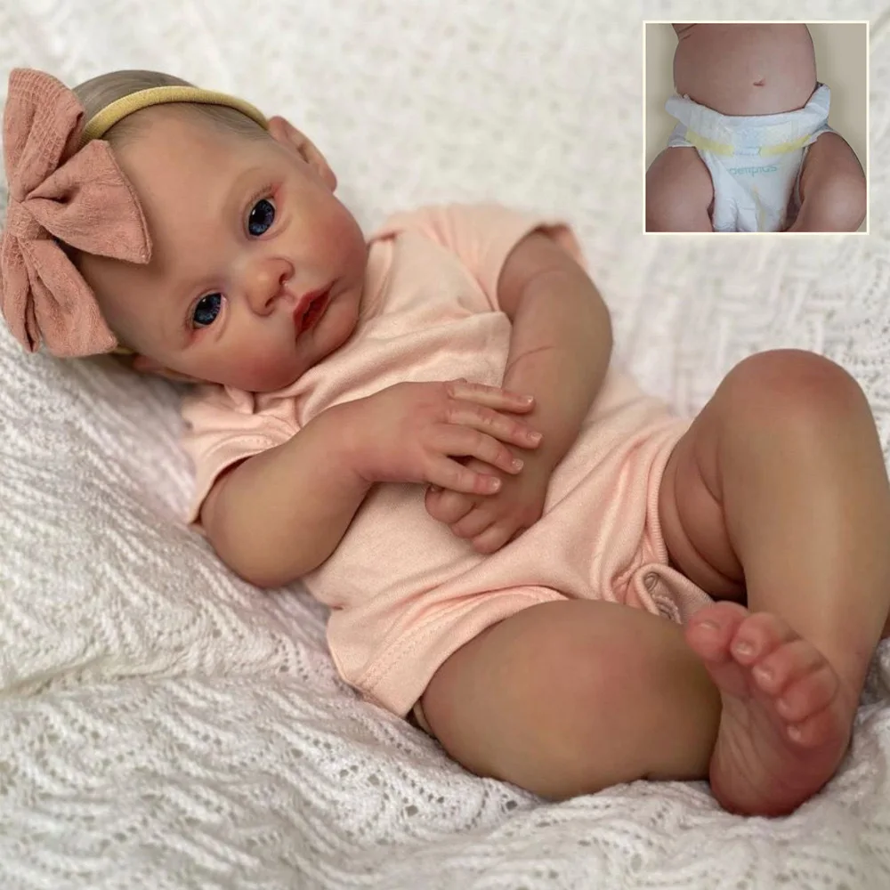 

49CM Already Painted Finished Bebe Reborn Dolls Soft Full Body Silicone Reborn Doll Meadow 3D Skin Painting Visible Veins