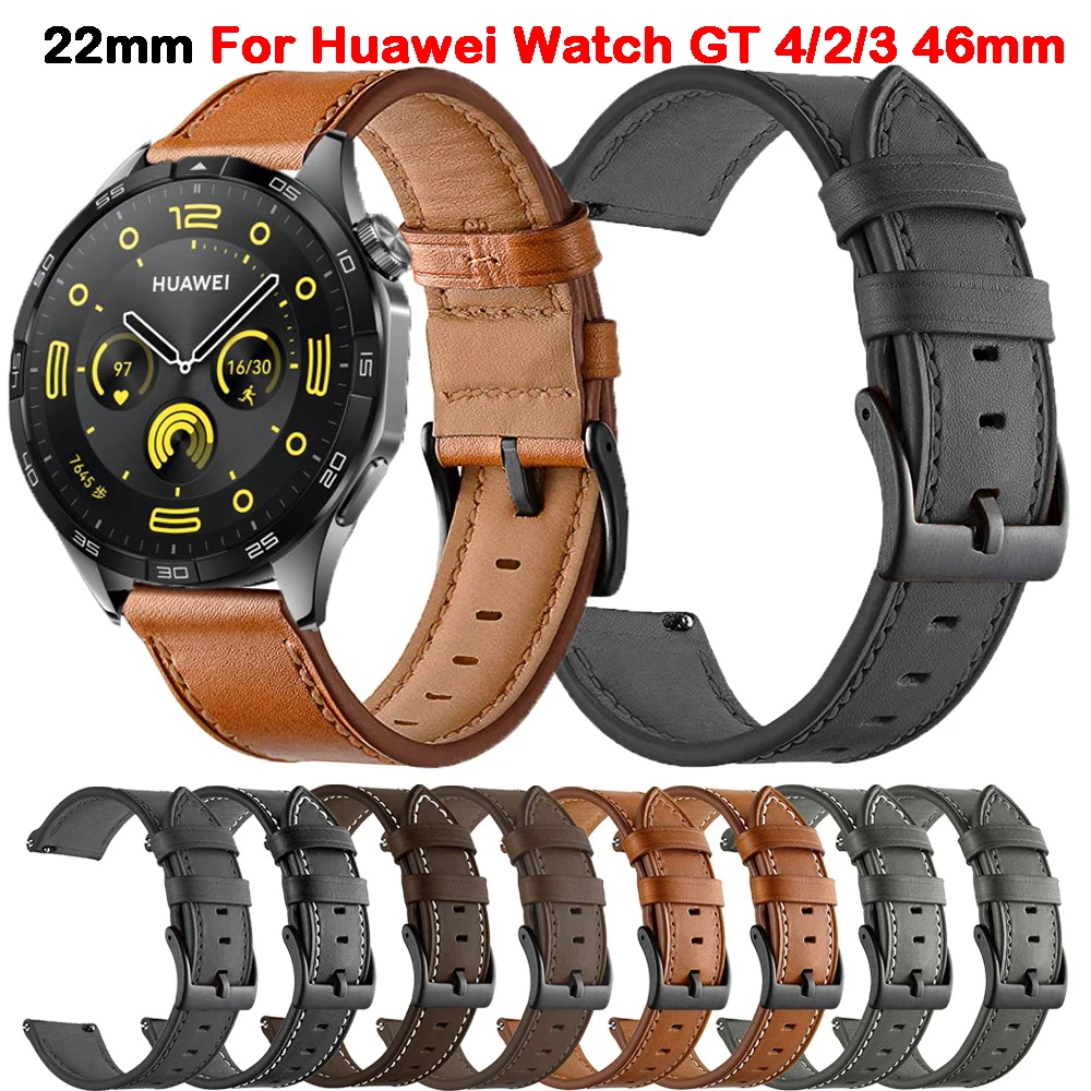 

Кожаный ремешок для HUAWEI WATCH GT4 GT 4 46 мм/Ultimate/Buds/Watch 3/GT 3 pro, новый ремешок для часов 22 мм для Huawei GT2 GT3 Pro 46 мм