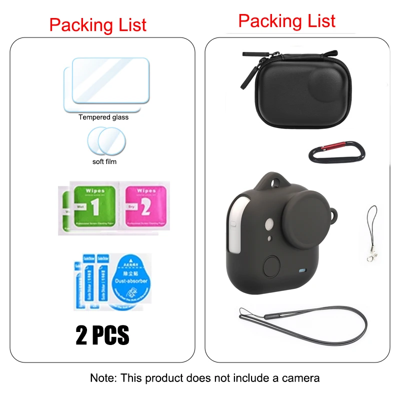 LEWOTE Accessories Kit Compatible With Insta360 GO 3S [Silicone Camera Case Cover And Lens Cap][2Pcs Screen Protector Film][Carrying Case Bag With Auto Locking Carabiner And Anti-loss Lock] (Grey - View #5
