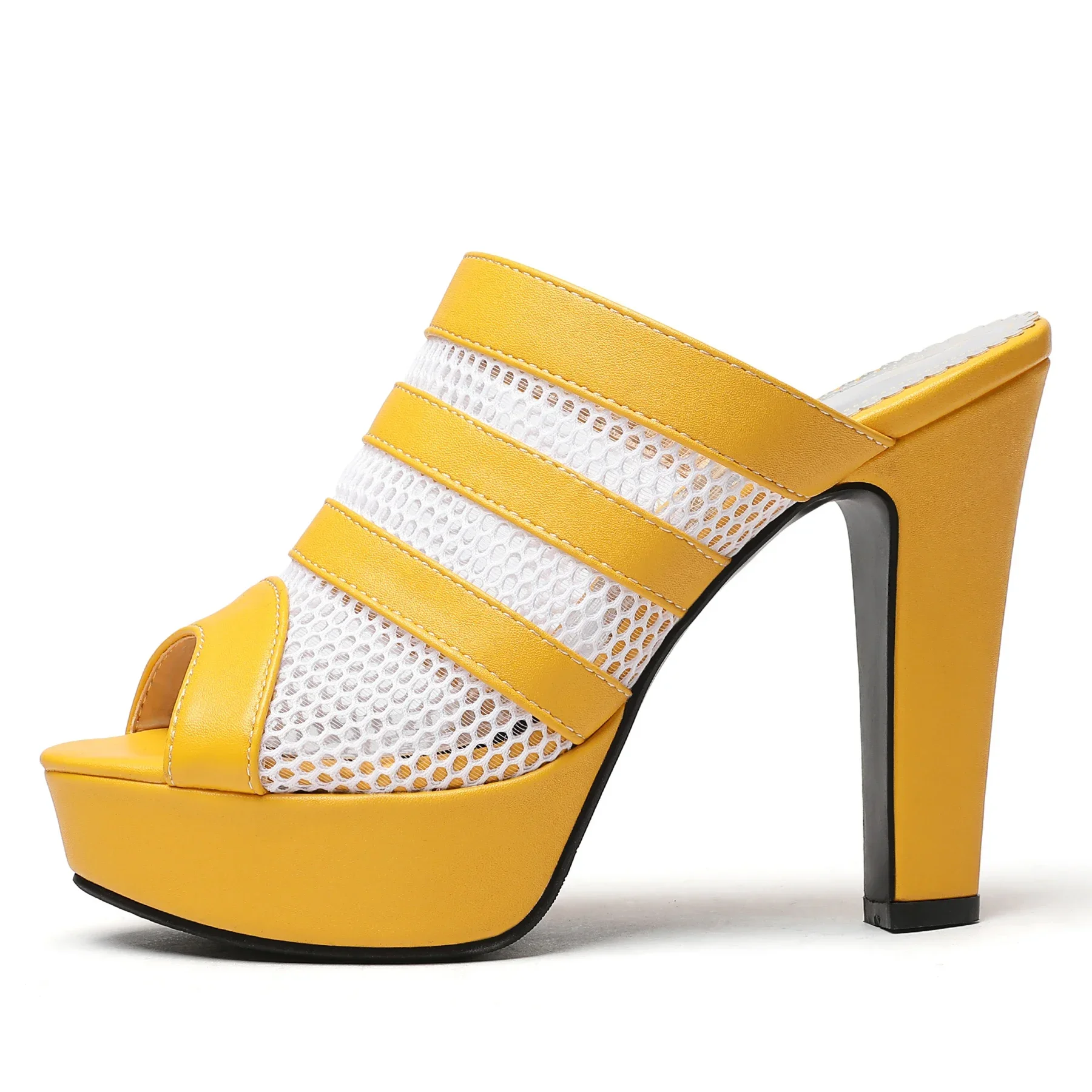 

Hot Fashion Slippers Women Summer High Heels Sandals Platform Mules Black Yellow White Slides Party Shoes Ladies Large size 45