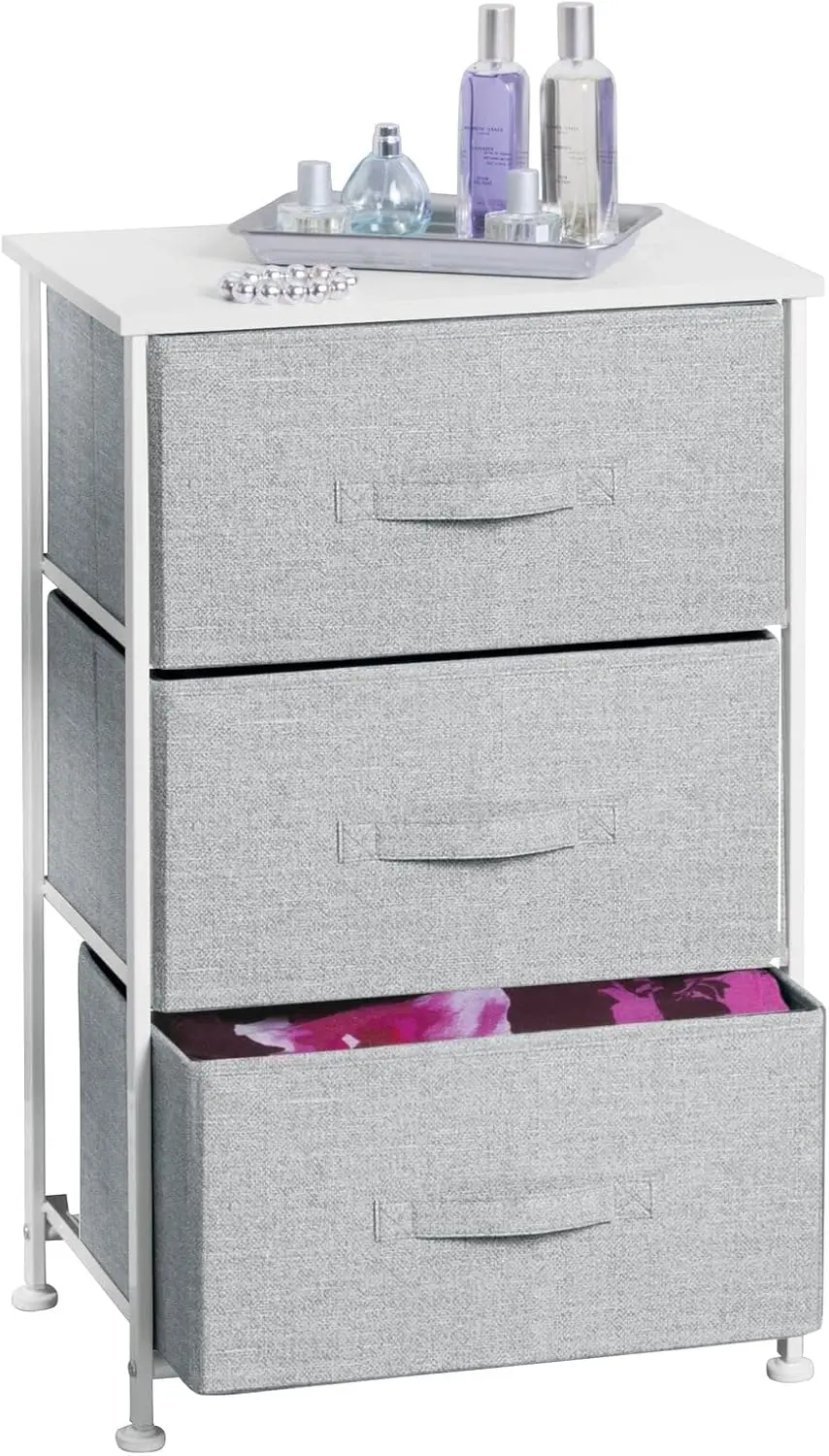 Steel Top and Frame Storage Dresser Tower   Fabric Drawers for Bedroom, Living Room, or Bathroom - Holds Clothes, Accessories 2