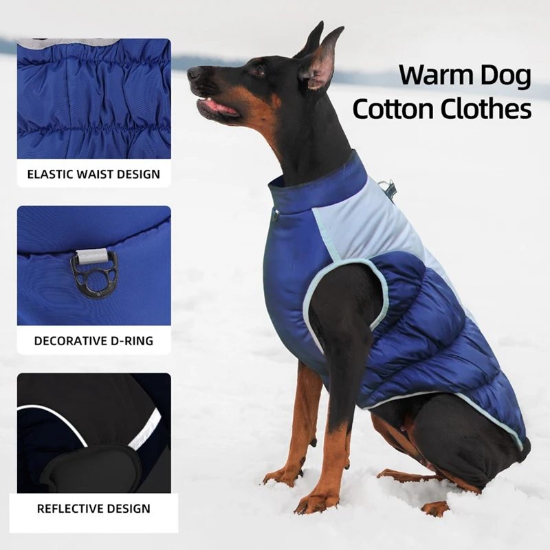 Large Dog Winter Cotton Clothes Waterproof Reflective Coats Harness Medium Large Dogs Golden Retriever Samoyed Labrador