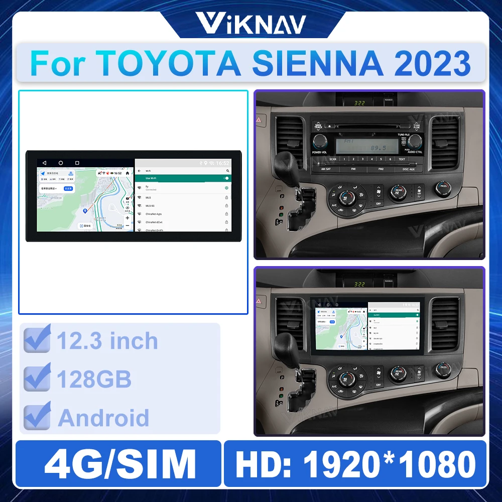 

Автомобильный радиоприемник на Android для TOYOTA SIENNA 2023, автомобильный стерео беспроводной Carplay, автомобильный GPS-навигатор, мультимедийный видеоплеер, головное устройство