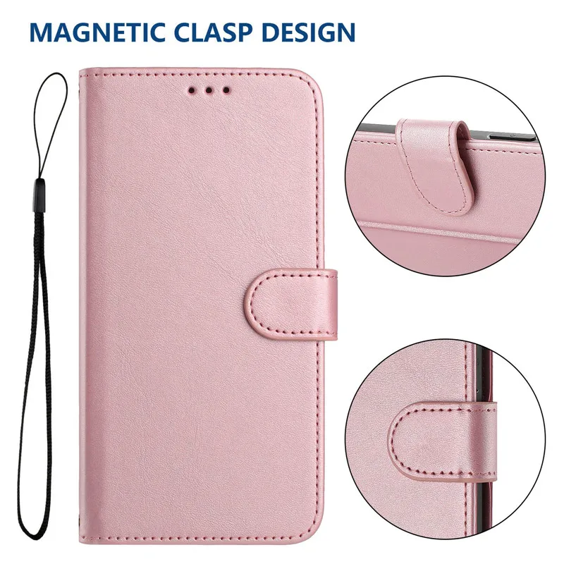 Premium Flip Leather Wallet Case with RFID Protection and Magnetic Stand