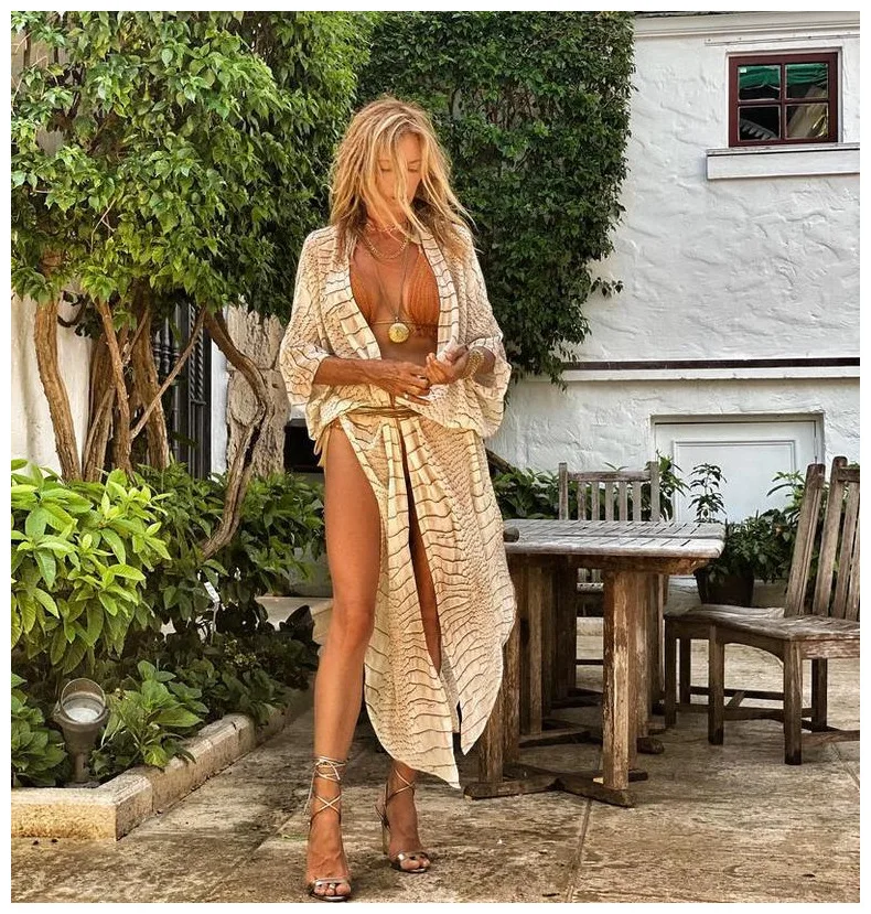 New 2024 Summer Print Plus Size Sun Protection Beach Loose Vacation Chiffon Cardigan Lady Women Trending Clothing Cover Up