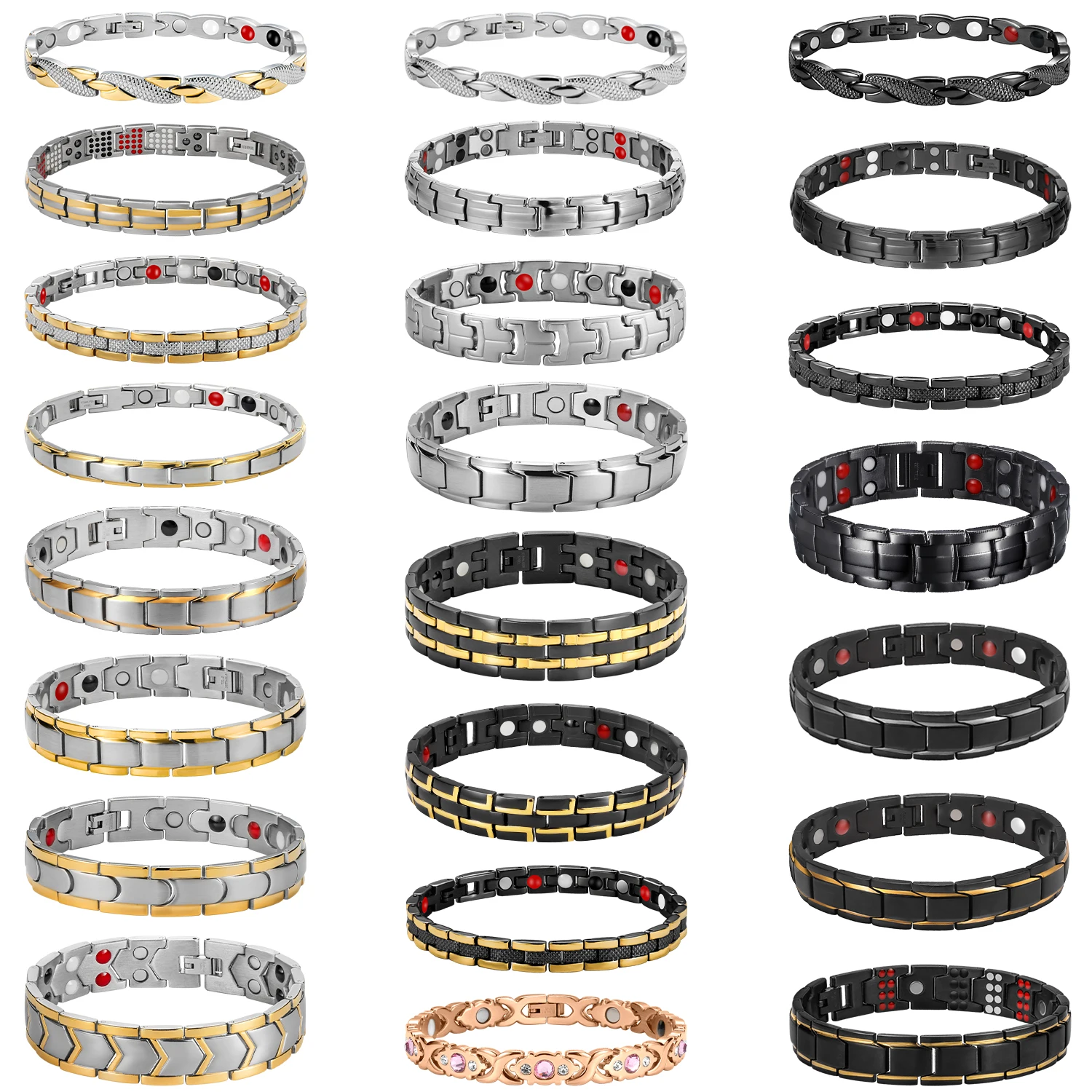 

Trendy Magnetic Stainless Steel Bracelet for Men Women Germanium Bangles Healing Health Care Chain Link Enhance Energy Jewelry