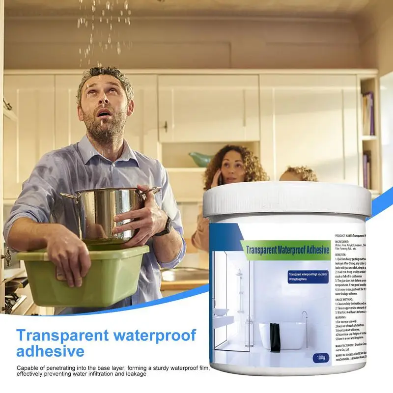 

JueFish Transparent Waterproof Glue Clear Waterproof Adhesive Bathroom Leak-Proof Sealant For Tiles Walls Windows Roofs
