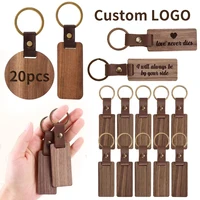 1-20PCS Solid Wood Square Key Chains Wooden Leather Car Keychain Accessories Fashion Bag Pendant  Free engraving customization