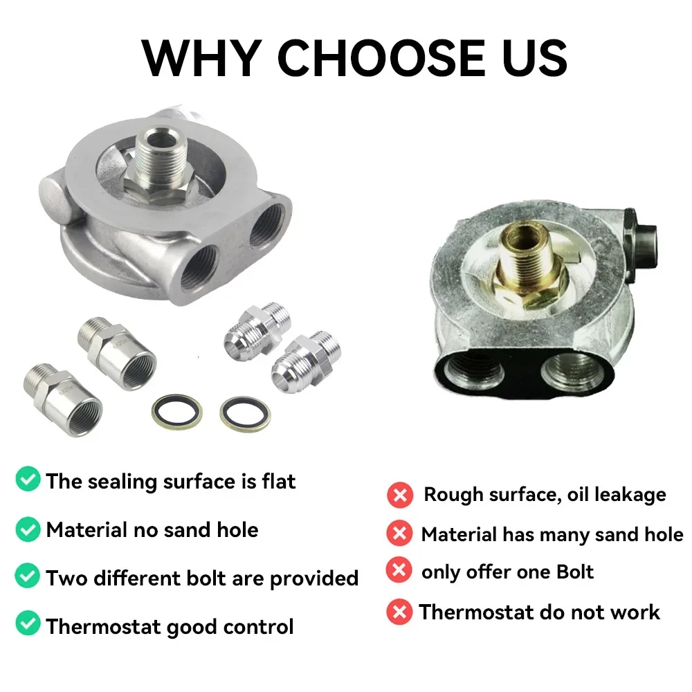 Aluminium AN8 AN10 Ölkühler Sandwich Platte Filter Adapter Turbo Thermostat Öl Sender Adapter für Automotive – Detail 1