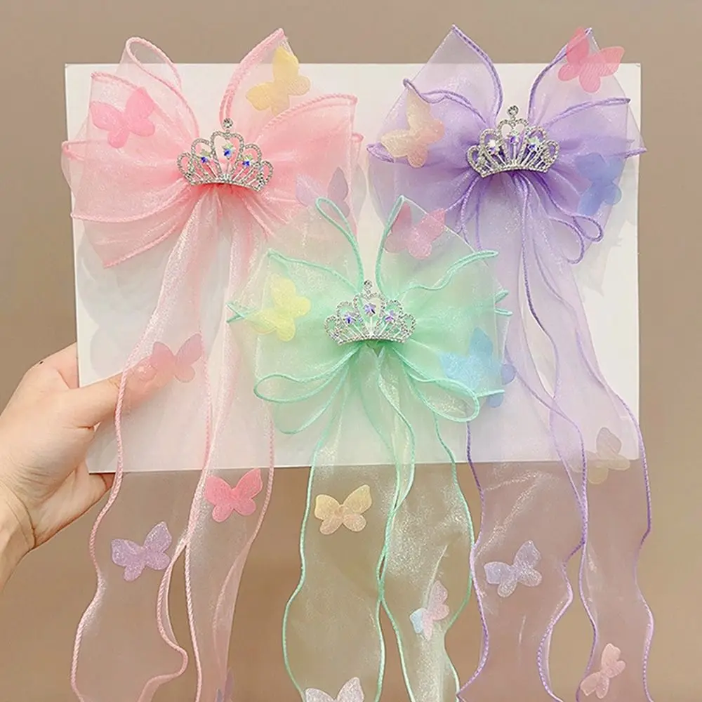 

Delicate Adorable Mesh Cute Headwear Ribbon Crown Hair Accessory Children Hairpin Bow Hair Clip Veil Hair Clip