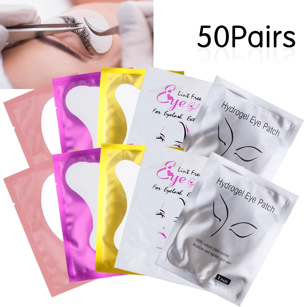 

20/50Pairs Eyelash Extension Patch Hydrogel Patches Under Eye Pads Paper Sticker Lint Free Gel Pads Makeup Lash Extensions Tools