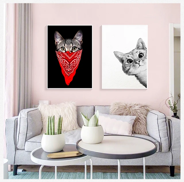 1pc Art Canvas Poster Funny Kitty Painting On Canvas Wall Art