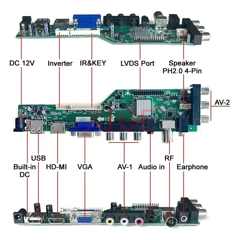 Driver Board Fit M240HW01 M215HW01 M215HW03 2CCFL 1920*1080 DIY Kit USB+HDMI+VGA+AV+IR DVB Digital Signal LVDS-30Pin LCD Display