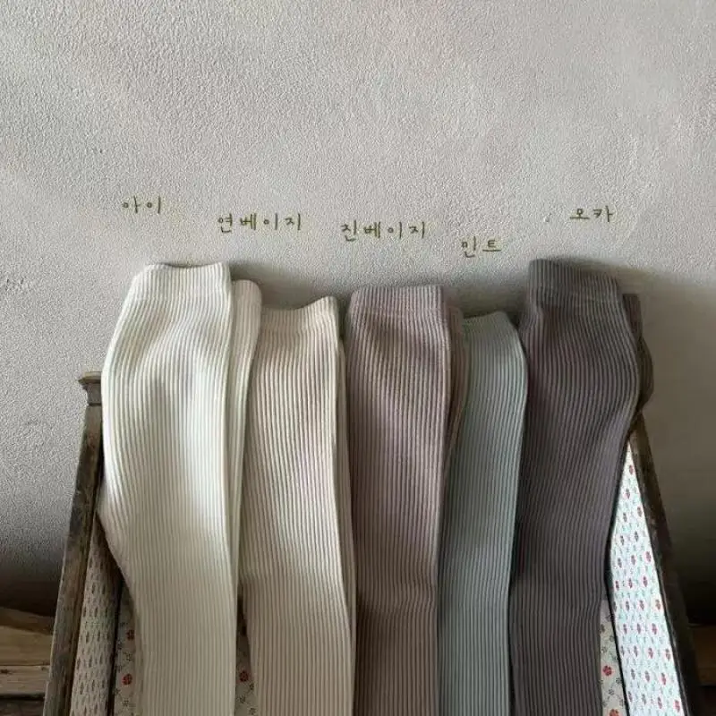 Autumn New Baby Solid Ribbed Leggings Infant Tights Toddler Simple Stretch Pants Boys Girls Cotton Casual Trousers Kids Clothes