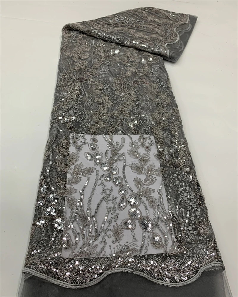 

Nigerian Lace Fabrics African Lace Fabric 2023 High Quality Lace with Sequins French Lace Fabric For Dress Sewing