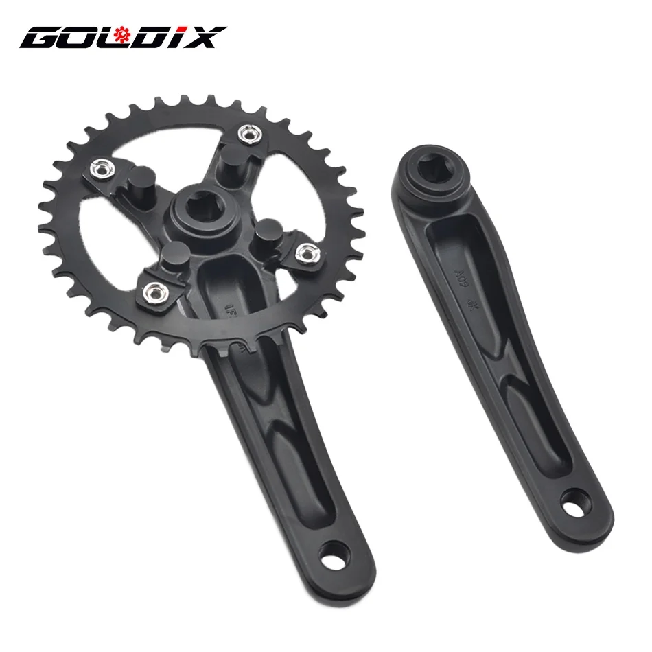 GOLDIX Bicycle Crankset 104BCD Mountain Bike Square Hole Crank Aluminum Alloy Crank 170mm Black 32T 34T 36T 38T 40T 42T 2