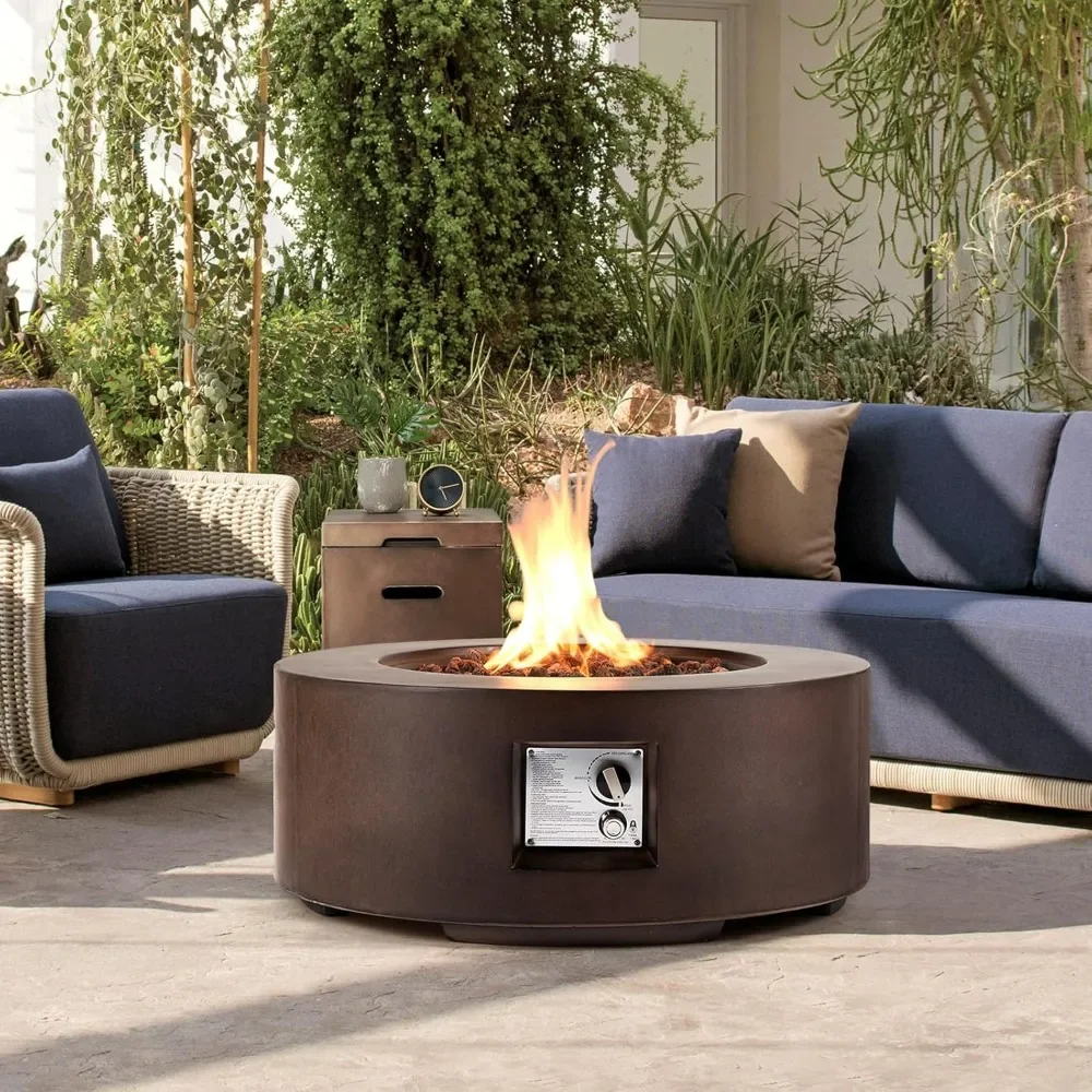 2-Piece Firepit Table Set with Tank Table, 30 Inch Auto-Ignition Gas Fire Pit, Weather-Resistant Pit Cover, Steel Fire Table