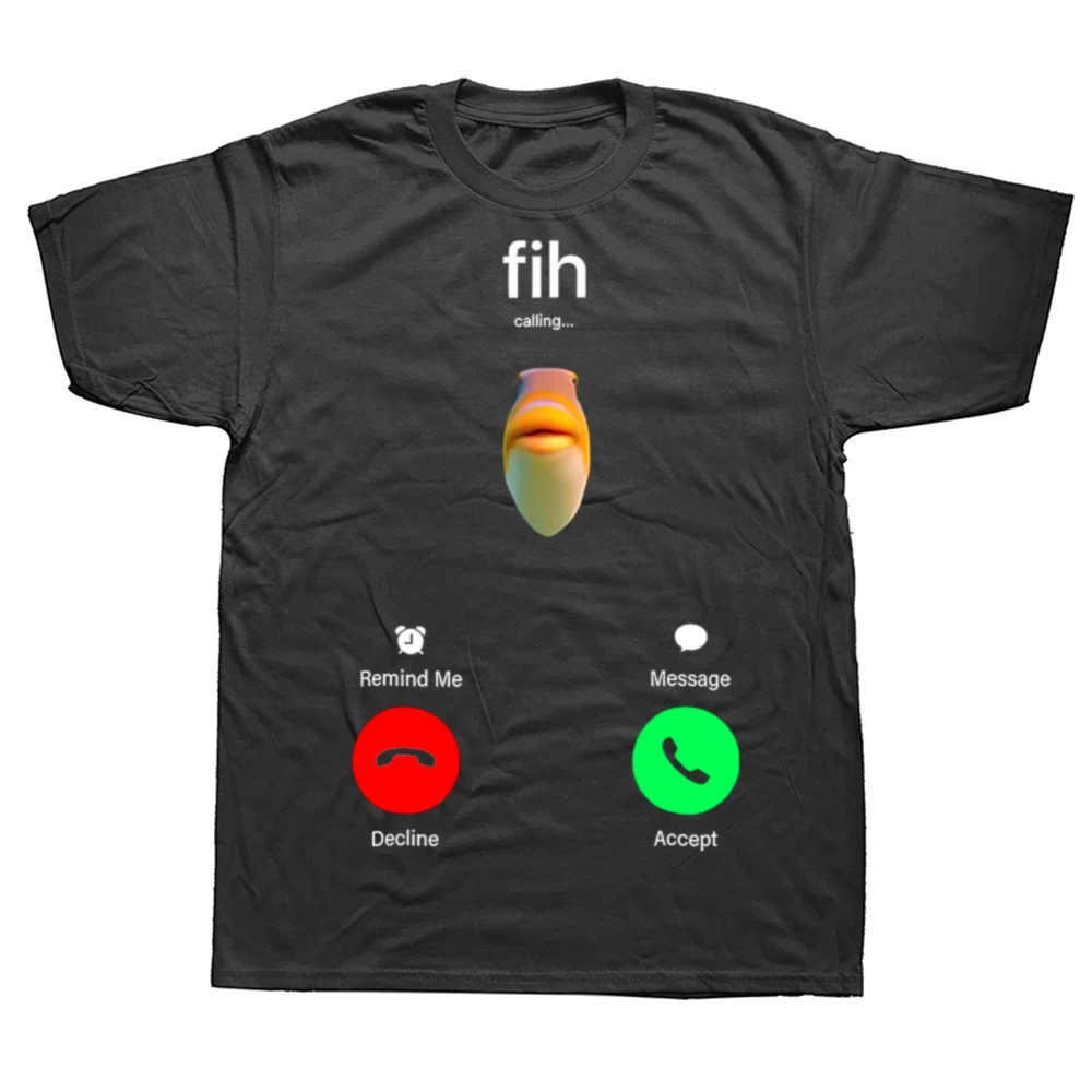 Fih Calling Accept Decline Lustiges Angler-Meme T-Shirt Y2k Design Oberbekleidung Kleidung Angler-Liebhaber Grafik-T-Shirt Tops