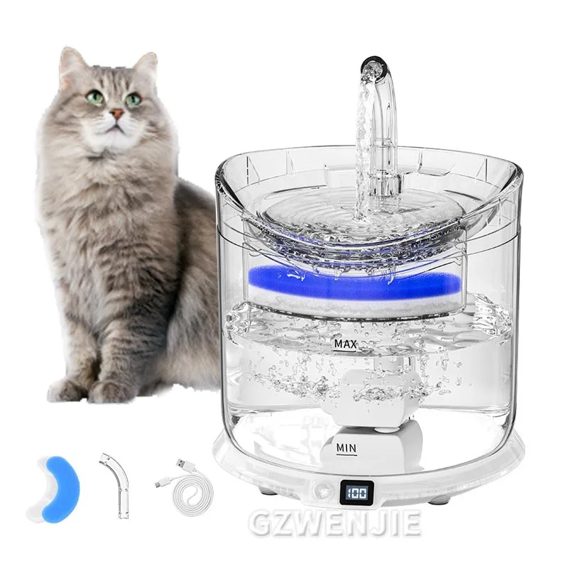 

Ultra-Quiet Cat Water Fountain Filter Smart Automatic Pet Dog Water Dispenser&Burnout Prevention Pump 2.0L Recirculate Filtrin