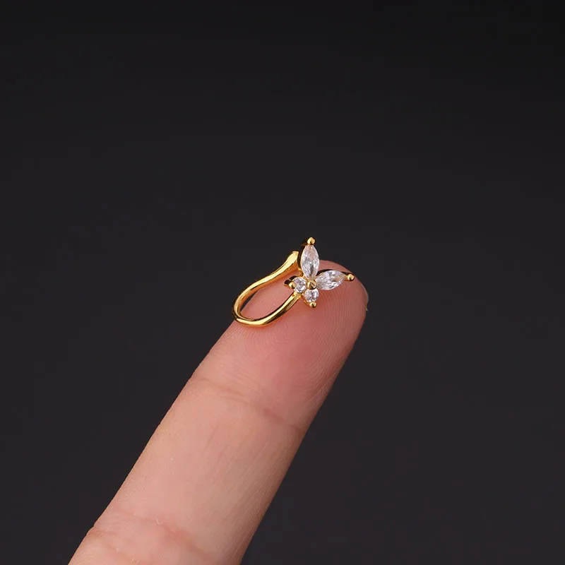1Piece Fake Piercing Clip Nose Ring Cuff Body Jewelry for Women New Trend Ear Cuffs Heart Cross Flowers Clip Nose Rings