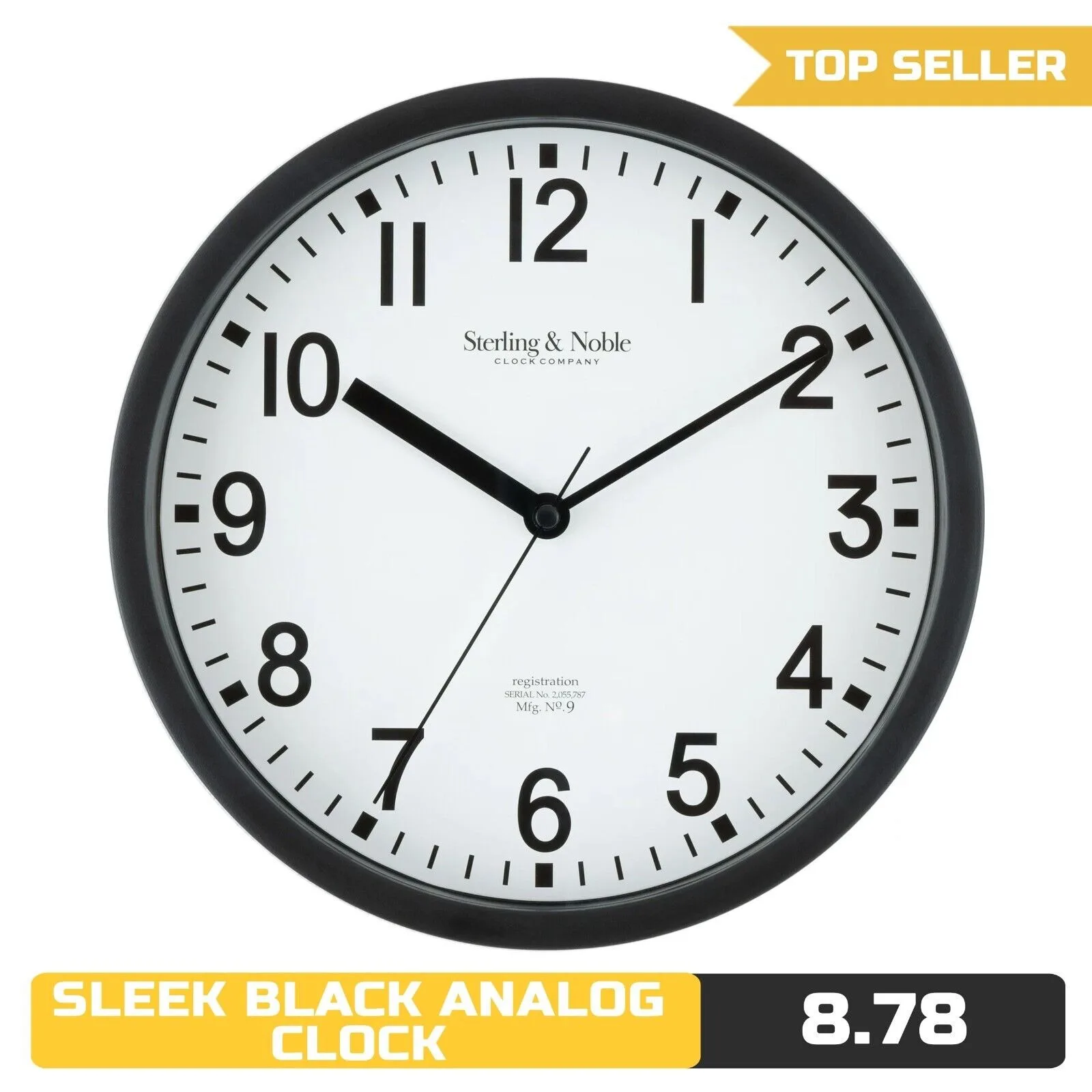 

Mainstays 8.78" Modern Black Analog Wall Clock: Sleek Indoor Timepiece