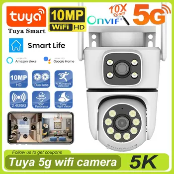 Tuya 10MP Dual Lens 5G Wifi IP Camera PTZ Outdoor 4K Dual Screen 10x Zoom Security-protection Camera Auto Tracking Surveillance 1