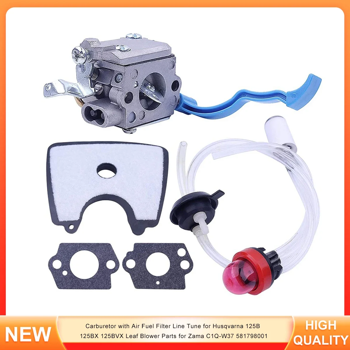

Carburetor with Air Fuel Filter Line Tune for Husqvarna 125B 125BX 125BVX Leaf Blower Parts for Zama C1Q-W37 581798001