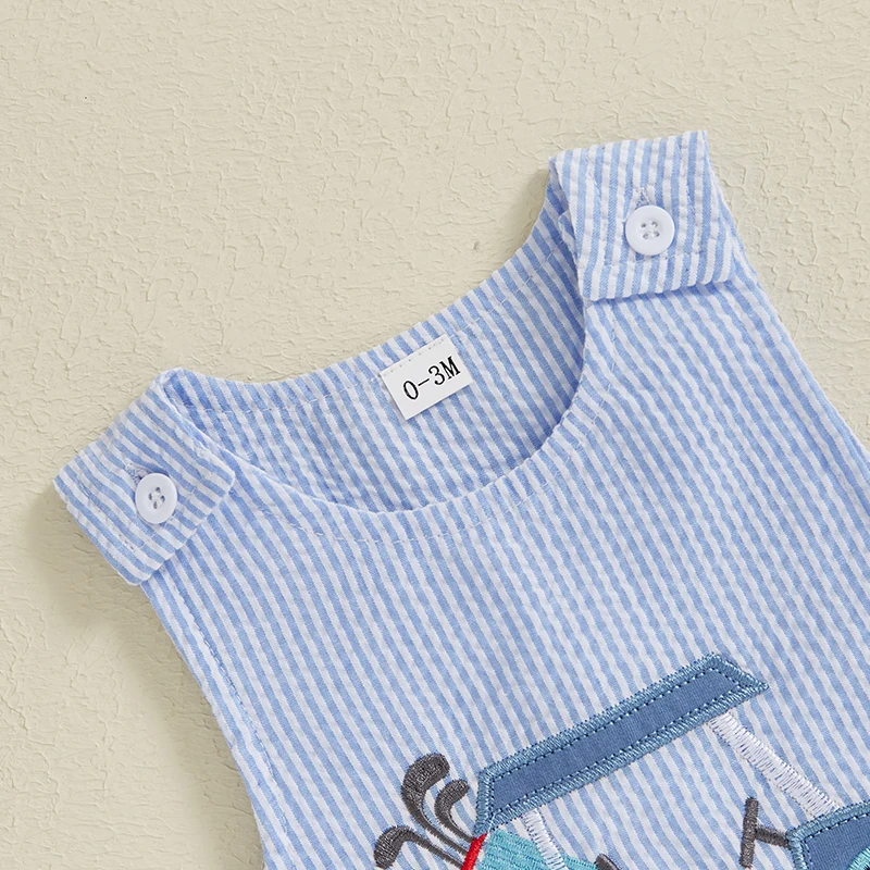 Baby Boy Tank Romper Golf Hole in One Birthday Outfit Boy Summer Striped Sleeveless Jumpsuit 1st Birthday Gift 5