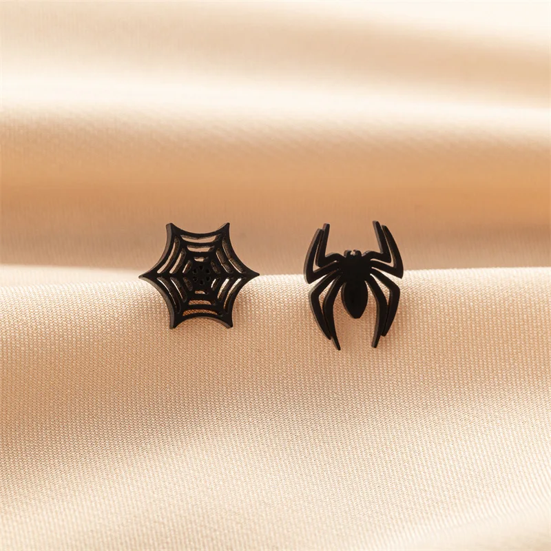 Hiphop Punk Spider Earings Fashion Women Jewelry Small Spider Web Stud Earrings Men Piercing Hallowmas Jewellery Cosplay Gift 4