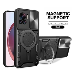 Armor Sliding Magnetic Ring Holder Phone Case - Moto X30 Pro 5G (Black)