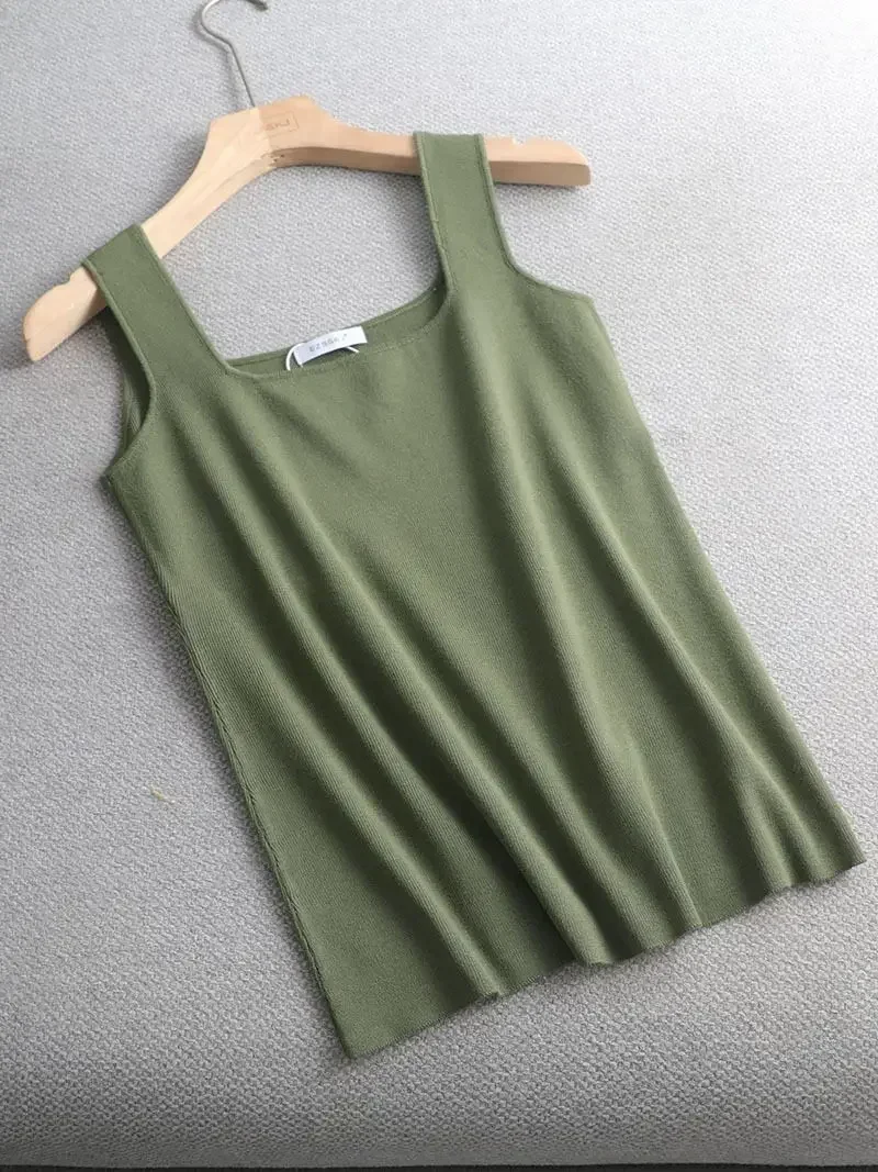 Fashion Deep Square Collar Vests Summer New Fashion Sexy Women's Crop Tops Sling Vest Camis