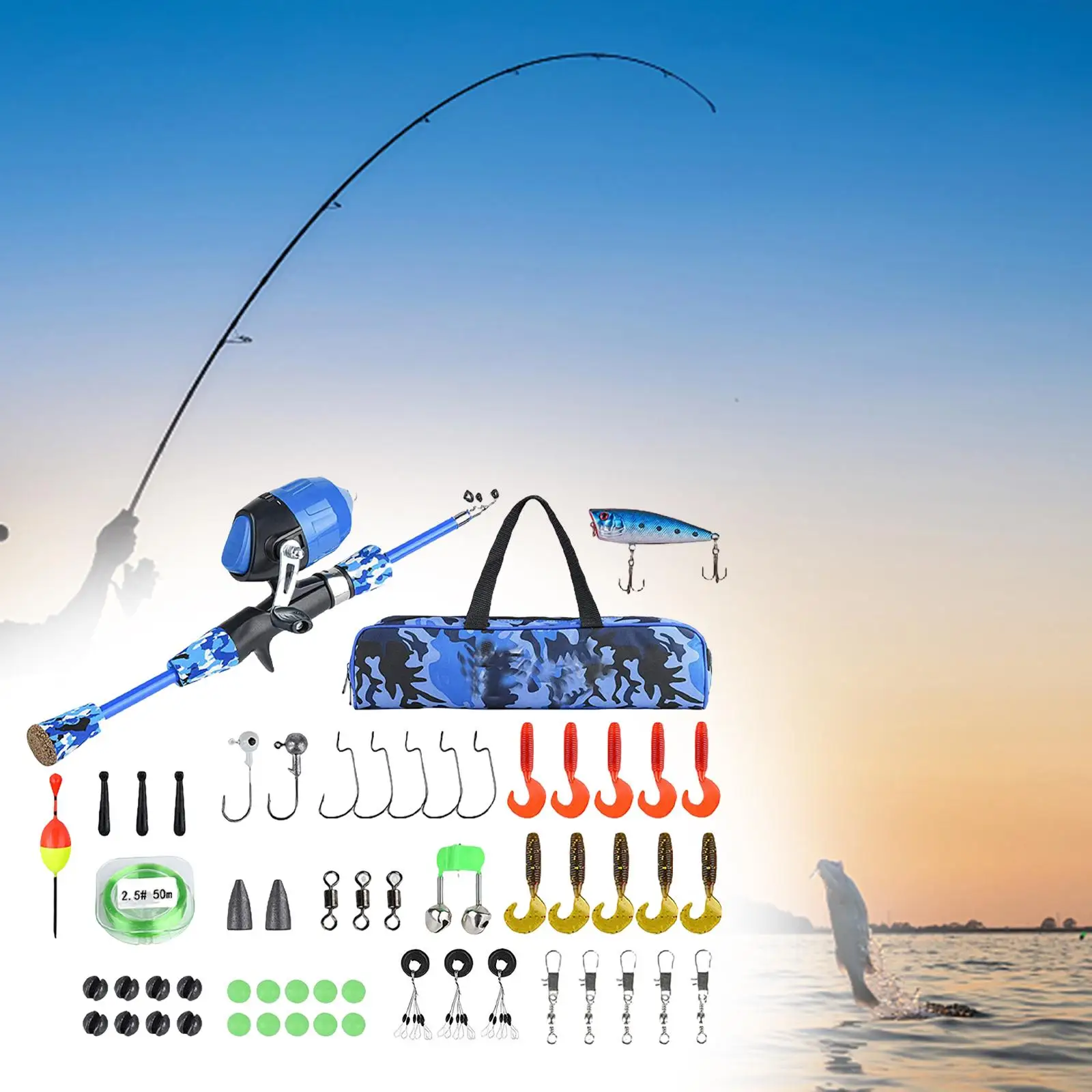 Kids Fishing Rod Set Fishing Rod and Reel Combo Set for Travel Teen Beginner