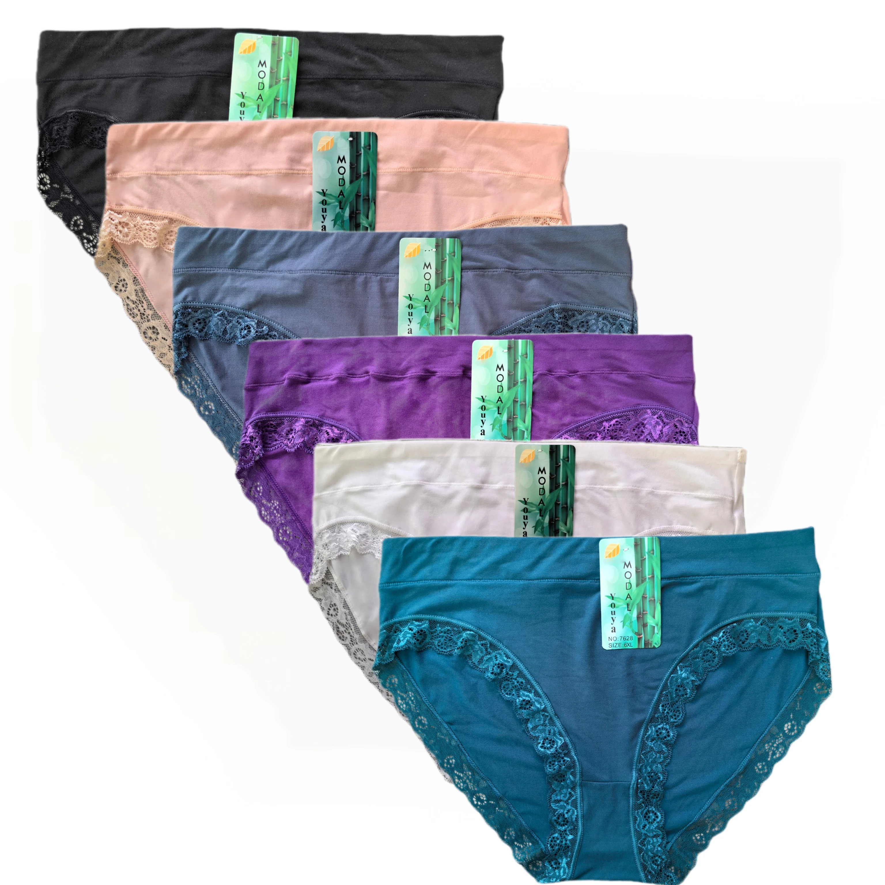 Modal Sexy Lace Panties Plus Size Woman Underwear Panty Oversized Women's Briefs Solid Color Women's Underpants 6pcs/lot