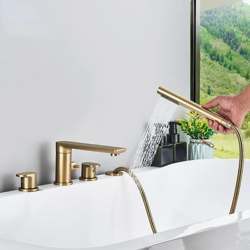 

Bathroom Bathtub Mixer Faucet Manual Shower Rotary Spout Bath Faucet Shower Device