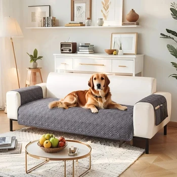 Copridivano impermeabile 1/2/3/4 posti Pet Dog Kids Tappetino per divano Fodera per soggiorno Coperture protettive per mobili antipolvere Grigio 1