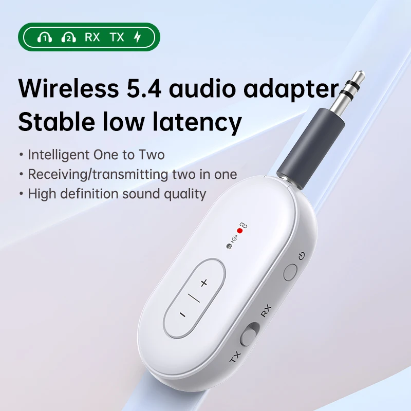 2 in 1 Bluetooth 5.4 Audio Receiver Transmitter Wireless Adapter Mic 3.5MM AUX Stereo Music Car Kit Airplanes TV PC